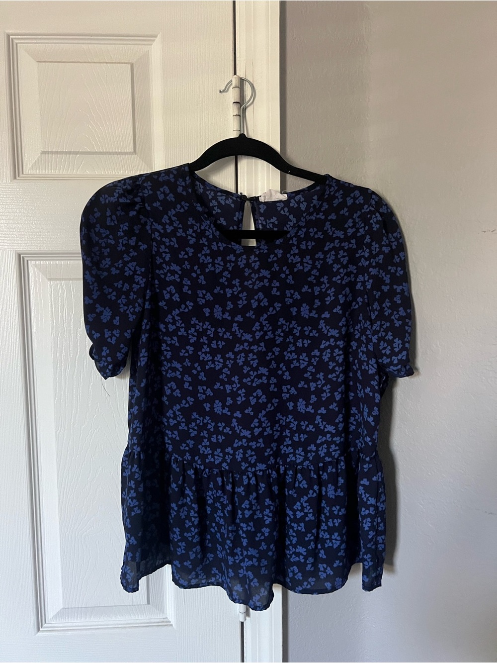 Sienna Sky Navy & Blue Floral Peplum Blouse